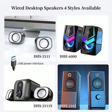 HP 有线桌面音箱，4 种可选配置，适用于音频、游戏，具备 RGB 灯效、沉浸式低音和高品质音效，兼容笔记本电脑和台式机，节省空间的紧凑设计 - 查看 1