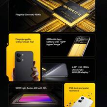 Xiaomi 全球首发 POCO X8 Pro Max 5G 智能手机，支持 NFC，搭载联发科天玑 9500S 旗舰芯片，采用 3nm 工艺，配备 LPDDR5X 6400Mbps + UFS 4.1 内存，金属机身，8500mAh 电池，支持 100W 超级快充和最高 27W 反向充电，6.83 英寸 1.5K 120Hz AMOLED 显示屏，5000 万像素四摄，支持 OIS 光学防抖，IP68 级防尘防水，支持 Wi-Fi 7。 - 黑色 - 查看 3