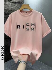 GRDR 男士时尚印花宽松短袖T恤 | 精致设计 | 夏季必备 | 百搭易配 | 展现你的风格 - 粉色 - 查看 2
