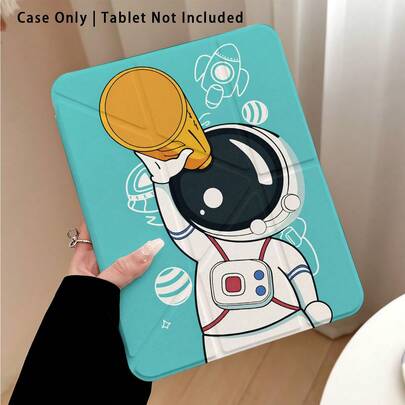 Astronaut, Rocket, Planet Patterned Acrylic Crystal Tablet Protective Case With Stand, Suitable For Samsung A9/A9+/S9/S9FE/A11/A11+/S11/S10 FE/S10 FE+/S10 Lite, Apple Air 5/6, Honor, Matepad SE 11, And Other Popular Models. Foldable, Silicone Reinforced Corners, Auto Wake/Sleep Function, Built-In Pen Slot, Multi-Angle Adjustable Stand - Perfect Daily Protection, Ideal Gift For Holidays