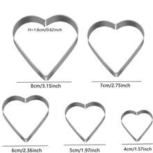 5 Pcs Heart Shape Smooth Curved Cookie Cutter Set Stainless Steel Cookie Cutter - Silver - View 7