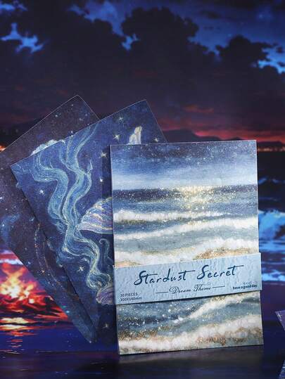 30 piezas de papeles decorativos de estilo europeo con temática soñadora, serie Stardust Scroll, adecuados para regalos, oficina, hogar, marcado, etiquetas, aula, juguetes de entretenimiento, diarios de estudiantes, decoración vintage creativa DIY Pegatinas