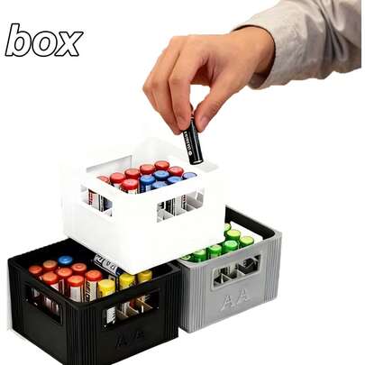 Hộp đựng pin AAA/AA - Dung tích lớn, 30/20 ngăn, hộp nhựa bền chắc, quà tặng ngày lễ, giải pháp lưu trữ pin | Hộp đựng pin trang trí | Thiết kế xếp chồng - Không bao gồm pin - Hộp đựng pin