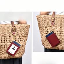1 chiếc ví đựng thẻ dọc có cuộn dây rút, hộp đựng thẻ IC, 2 màu, ví đựng thẻ ra vào, ví đựng thẻ ID, phối màu, dễ thương, thời trang, mỏng, lưu trữ hai mặt, bao gồm cuộn dây Nasukan dễ thương, dễ tháo lắp, lưu trữ thẻ, thẻ đi lại, đi làm, đi học, đa chức năng - Xám x Vàng - Nhiều màu - Xem 6