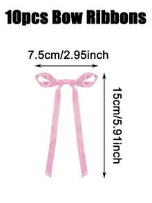5pcs/10pcs/24pcs Pink Satin Ribbon Bow Cake Decorations, Baby Shower Party Decor, Home Decor Accessories, Minimalist Bow Decor, Suitable For Home Decor, Wedding, Candlelight Dinner, Holiday Gifts, Baking Desserts, Graduation Cakes, DIY Crafts And Hair Accessories - Pink - View 12