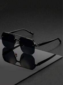 一副男士光滑多边形太阳镜，金属材质，UV400 防晒，商务时尚，日常通勤款 - 彩色 - 查看 6