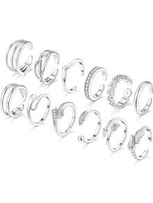 12件套女士脚趾环，不易褪色，简约可爱，开口可调节，夏威夷海滩夏季脚趾环。 - 彩色 - 查看 10