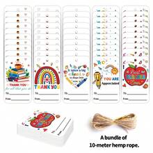 50pcs Teacher Appreciation Name Gift Tags With Hemp Rope, Thank You Teacher Hanging Labels For Gift Wrapping & Party Favor Decor, Perfect For Graduation, Teacher's Day, Birthday & More - Multicolor - View 3