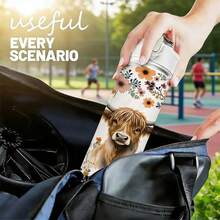 1pc/5pcs 750ml Bohemian Highland Cow Floral Print Water Bottle - Reusable Travel Cup, Portable Sports Water Bottle, Leak-Proof Travel Cup, Fashionable Daily Drinking Bottle, Cute Animal And Wildflower Pattern Cute Style Farm Ranch Iced Coffee - Brown-bohemian Highland Cattle - View 7