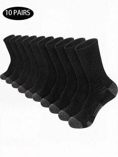 10Pairs Breathable Athletic Crew Socks, Moisture Wicking Non-Slip Sports Socks For Running, Gym Training & Daily Wear