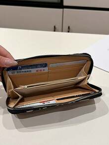 New Retro Women's Long Zipper Wallet, Leopard Print Fashion Multi-Card Slot Phone Wallet, Zipper Coin Purse, Anti-Theft Bank Card Holder, ID Card Case, Business Card Holder, Clutch For Women Money Wallet Mini Wallet Purse Wallet Small Wallet Cute Wallet Travel Essential Summer - Khaki - View 3