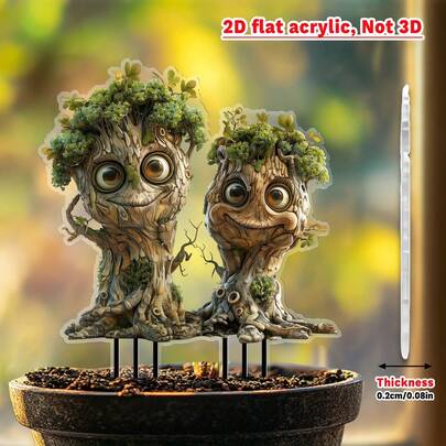 2D Flat, 1pc, Charming And Cute Tree Shaped Decor, Excellent Gift, Fun Garden Art Decoration, Suitable For Planters, Lawns And Yards, Great Gift For Friends And Family
