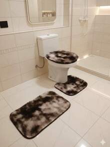 3-Piece Fluffy Fluffy Furry Bathroom Set - Mocha Brown - View 3