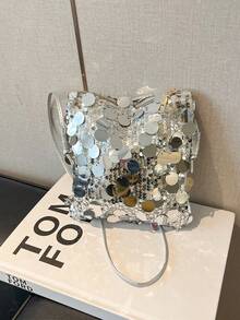 2026 New Sequin Glitter Nightclub Party Clutch Bag, Fashionable High-End Versatile Crossbody Phone Bag - Silver - View 12