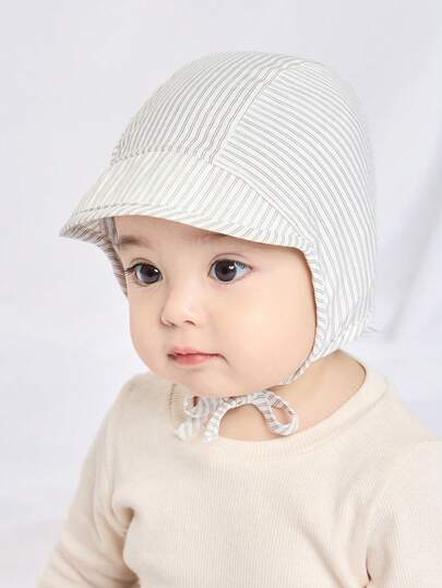 TUTUYA Infant Princess Hat, Soft & Comfortable All Season Material Baby Cap, Blue Striped Brimmed Sun Protection Hat