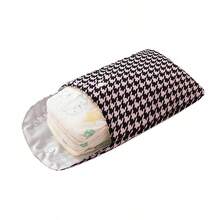 Sunveno 1pc Durable Baby Diaper Storage Bag, Multifunctional Organizer Bag With Cute Print, Waterproof, Suitable For Baby Wipes And Diapers - Houndstooth - View 9