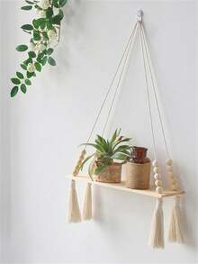 1Pc/2pcs Bohemian Style Hand Woven White Rope Beige Hanging Suspended Shelf Decoration Display Storage And Organizing Rack, Easy To Install, Universal In All Seasons, Simple Style Corner Rack - Suitable For Bedrooms, Bathrooms, Offices, Living Rooms - Suitable For Home Decoration, Room Decoration, Wall Decoration, Birthday And Graduation Gifts(Random Delivery Of Styles) - Multicolor - View 11