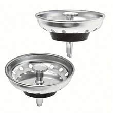 Rổ lọc rác bồn rửa bằng thép không gỉ 3-1/2" kèm nút chặn cao su, bộ thay thế cho cống thoát nước bồn rửa nhà bếp tiêu chuẩn. - Nhiều màu - Xem 6