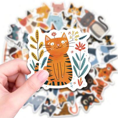 50 PCS Cute Cat Stickers Aesthetic Vinyl Stickers For Water Bottles Laptop Phone Case Journaling Scrapbooking Planner Notebook Decorative Stickers For Teens Adults Pet Cat Lovers Waterproof Stickers For DIY Crafts Tumblers Skateboards Luggage Guitar Decor Scrapbook Supplies Stationery Funny Stickers