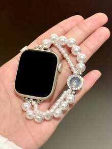 1条女士精致双排仿珍珠弹力表带，适用于38/40/41/44/45/49/42/46mm S11/SE3/Ultra3/Ultra/SE/SE2/10/9/8/7/6/5/4/3/2/1 - 太陽花 - 查看 11