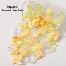 30g Cuentas de acrílico de forma de corazón, lazo y espaciadoras de colores aleatorios para hacer pulseras, cadenas de teléfono móvil, pendientes y accesorios de joyería artesanal - Cuentas mixtas de 6-30 mm - Ver 13