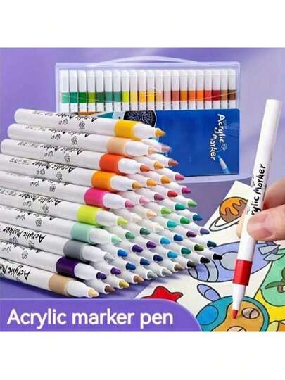 可水洗马克笔，水彩笔，12/24/36/48/60/80色可选，适合专业艺术用途，是着色、标记、绘画和素描的理想之选。色彩鲜艳，书写流畅，深受学生喜爱，是完美的返校礼物，教师推荐，圆杆设计，握感舒适。[马克笔图案随机发货]