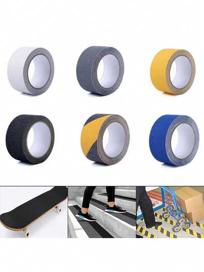 1 Roll 5M Colorful Anti-Slip Tape, Suitable For Stairs, Skateboard, Bathroom - Black And Yellow Warning Anti-Slip Floor Sticker