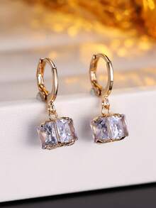 1对女士耳环，时尚简约优雅圈形耳环，适合作为礼物和日常佩戴 - 耳環 - 查看 3