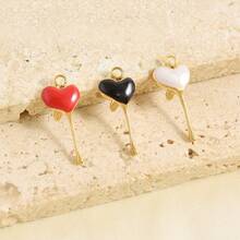1pc/3pcs Cute Delicate 304 Stainless Steel Electroplated Gold Heart Shaped Fluid Multi-Color Drip Oil Jewelry Pendant Charm Suitable For Handmade DIY Jewelry Making Necklace Bracelet Earrings Accessories - S3265 - View 12
