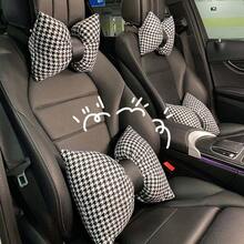 Fashionable Plaid Bow Car Headrest Neck Pillow, Suitable For All Seasons - Bow - View 3