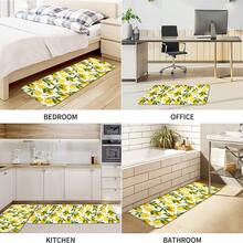 1/2/3pcs Lemon Fruit Print Flannel Kitchen Rug Set, Washable Area Rug Rugs For Livingroom Alfombra Para Habitación Living Room Rug Carpets For Bedroom Dining Bathroom Entryway Carpet - Multicolor - View 5