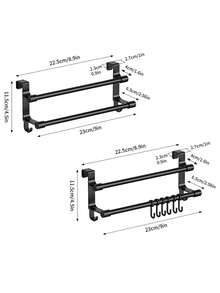 1pc Over-The-Door Towel Rack: Easy To Install, Great For Hanging Towels, Spoons And Utensils. Practical Hook-Style Storage Rack, Designed For Cabinet Doors, Perfect For Keeping Kitchen And Bathroom Organized And Tidy. - Multicolor - View 3