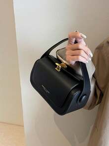 Túi đeo chéo hình hộp thời trang dành cho nữ, Túi Tote tối giản thanh lịch có sức chứa lớn - màu đen - Xem 5