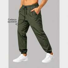Men's Athletic Tactel Pants With Pockets – Lightweight, Comfortable - Moss Green - View 3