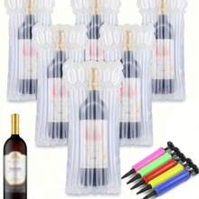 6/10个装葡萄酒瓶袋，充气气柱包装气泡袋，带气泵，气泡膜包装，葡萄酒运输之选，旅行葡萄酒袋 - 彩色 - 查看 3