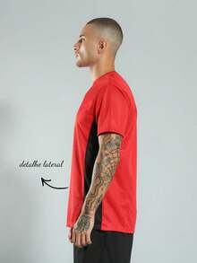 FITNATION Men's Fitness Gym T-Shirt In DRYFIT Fabric With Quick-Drying Sweat And Side Detail - Đỏ - Xem 3