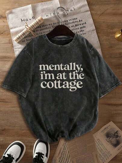 Camiseta de manga corta con gráfico "No amigable" desgastada para mujer de talla grande, estilo casual suelto de calle, manga corta, primavera/verano, camiseta de mujer de talla grande, ropa de viaje diaria, blusas de talla grande en negro