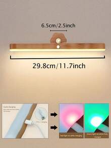 360°旋转木纹化妆灯，磁吸式化妆灯条，可充电LED磁吸壁灯，梳妆台灯，护眼阅读床头灯，LED室内灯，两档可调光触摸控制，可拆卸，暖光/白光/RGB灯光，适用于客厅、卧室、橱柜、直播、衣柜、梳妆台、派对、节日、生日礼物、浴室、床头等场所。 - 多色 - 查看 12