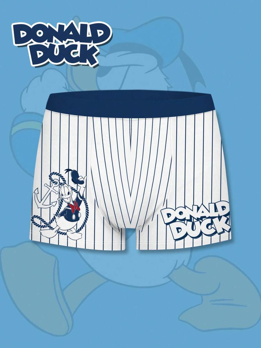 Disney 条纹3D印花男士平角内裤，时尚设计，适合日常穿着和居家休闲。