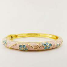 Bracelet clip vintage à motif floral, accessoire artisanal unique, rétro, cadeau pour elle - Bracelet rond à cinq feuilles - Voir 27