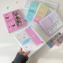 1pc Butterfly & Star Themed 4-Slot Photo Album Card Holder, Long Rectangular Scrapbook For Girls, 6 Inch - Photo Album - View 6