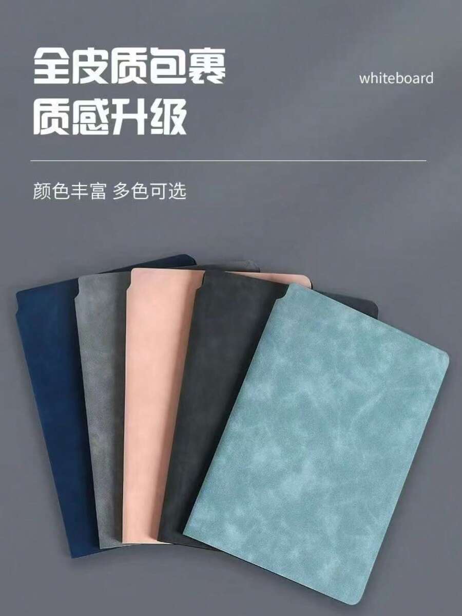 便携式时尚A5可重复使用白板笔记本:周计划本、仿皮便签本、赠送白板笔和擦白布 - 彩色 - 查看 1