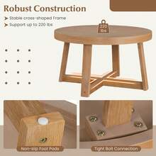 30'' Round Coffee Table W/Solid Wood Cross-Shaped Base.Farmhouse Accent Tea Table - Natural - View 7