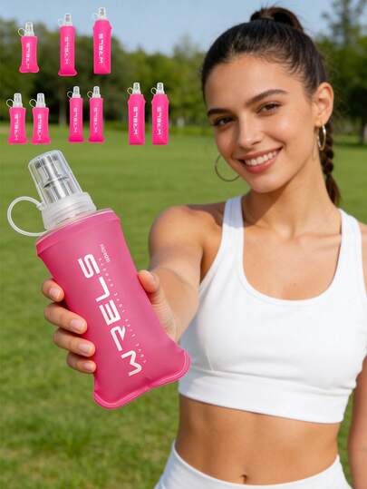  1 pieza Botella de agua plegable y a prueba de fugas WRELS, adecuada para ciclismo, running, deportes al aire libre, camping y fitness