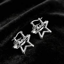 Custom Name Mini Hoop Earrings, Personalized Name Star Earrings For Women, Custom Stainless Steel Earrings,Perfect Gift For Daily Wear Or Any Occasion - Gold - View 6