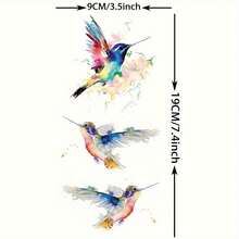 1 buc Tatuaj Temporar Colibri, Rezistent la Apă și de Lungă Durată, Potrivit pentru Bărbați, Femei și Adulți, Braț, Coapsă, Antebraț, Gambă - Negru - Vizualizare 5