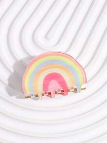 1个多巴胺甜美彩虹趣味迷你创意亚克力发爪夹，可爱发爪，半圆形夹子，适合马尾辫、发髻，时尚百搭的女士夏季海滩度假发夹，假日旅行必备 - 彩色 - 查看 4