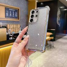 Ốp điện thoại chống sốc mạ điện mới đính kim sa, kim cương + Dây đeo nơ + Thẻ kim tuyến - Tương thích với iPhone 16/15 Pro Max, A35/A15, S24/S25, Trọn bộ ốp điện thoại tương thích với Apple, Moto/ Note 14, Phiên bản quốc tế, Không phải phiên bản nội địa. - Bạc - Xem 2
