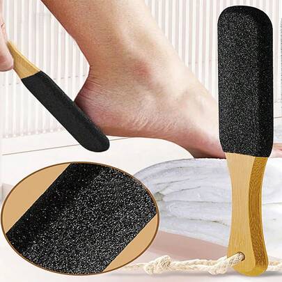 1支双面磨脚膏/磨脚器，专业修脚工具，去除足部死皮和老茧，竹柄磨脚器，足部护理砂纸，足部护理工具