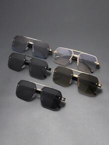 1pc New Personalized Half-Frame Men's Driving Fashion Glasses - Multicolor - View 6